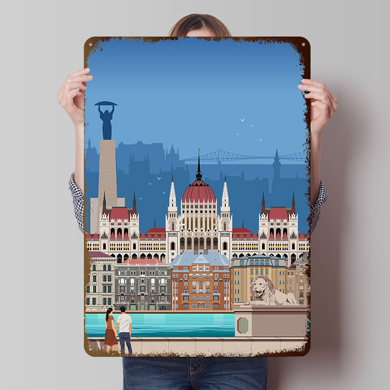 Travel Accessories For Europe - Póster de Metal con Diseño de